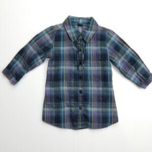 GAP Baby Girls 12-18 Months Blue Purple Gold Plaid Tunic Top Dress